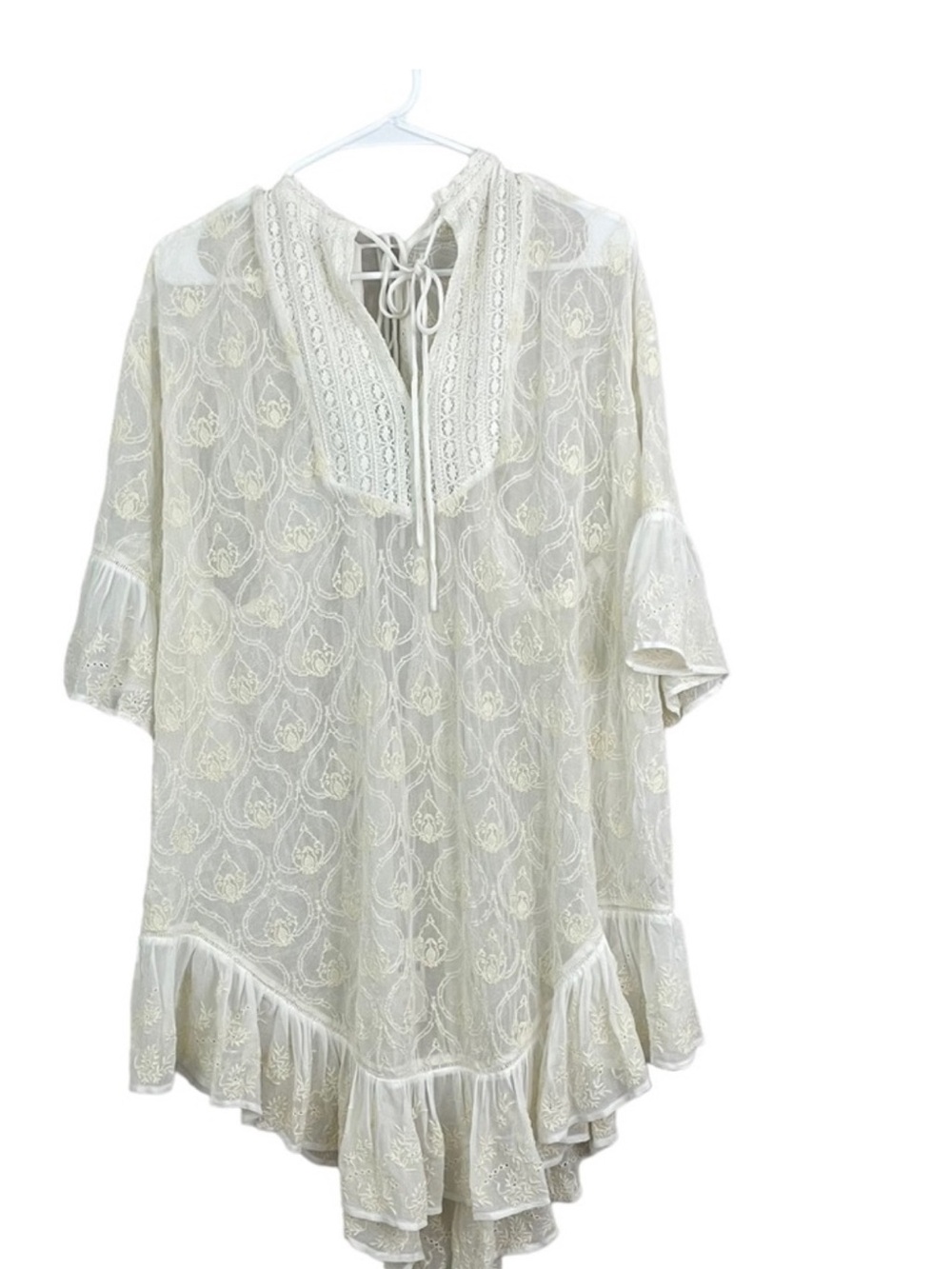 NWT Anthropologie The Deco Tunic Swim Coverup Cream Ivory XL Boho